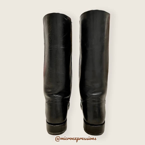 Frye Campus 14L Black Leather Vintage Comfy Block Heel Square Toe Cowboy Boots - Picture 13 of 16